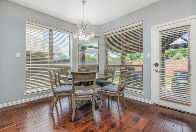 1804 Goodnight Ln, Allen, TX 75002 - dining space featuring a chandelier, wood finished floors, plenty of natural light, and baseboards
