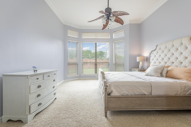 1804 Goodnight Ln, Allen, TX 75002 - bedroom featuring carpet floors, ornamental molding, baseboards, and a ceiling fan