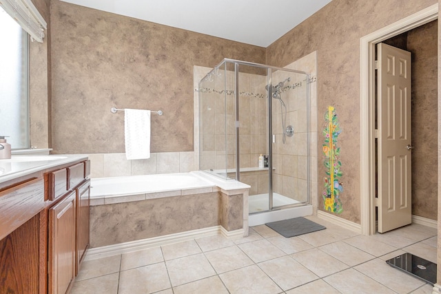 1804 Goodnight Ln, Allen, TX 75002 - bathroom featuring tile patterned flooring, a shower stall, and a garden tub