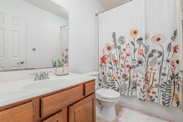 1804 Goodnight Ln, Allen, TX 75002 - full bath featuring toilet, vanity, tile patterned flooring, and shower / bath combo