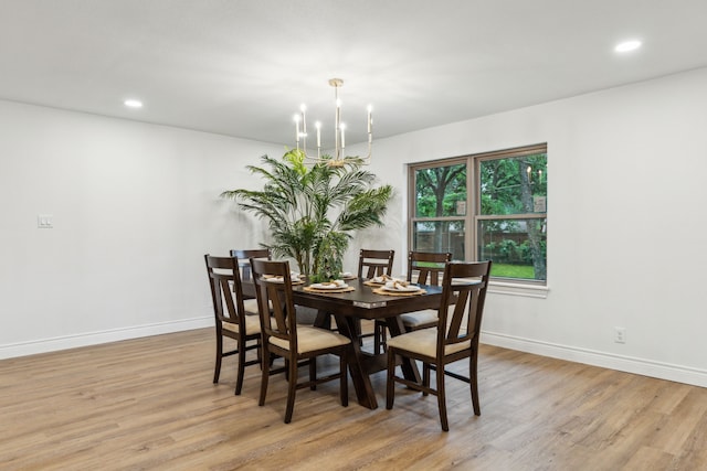 6200 Ravenswood Dr, Fort Worth, TX 76112 - dining room featuring a chandelier, light wood finished floors, baseboards, and recessed lighting