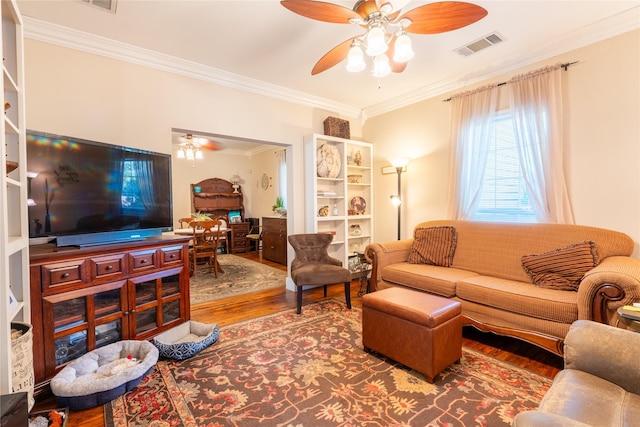 1501 W Crawford St W, Denison, TX 75020 - living room with a ceiling fan and wood finished floors