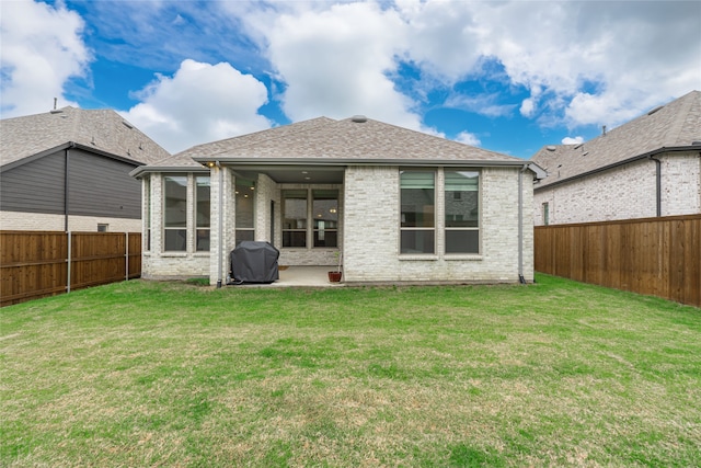 9415 Royal Forest Dr, Oak Point, TX 75068 - back of house with a patio area, brick siding, and roof with shingles