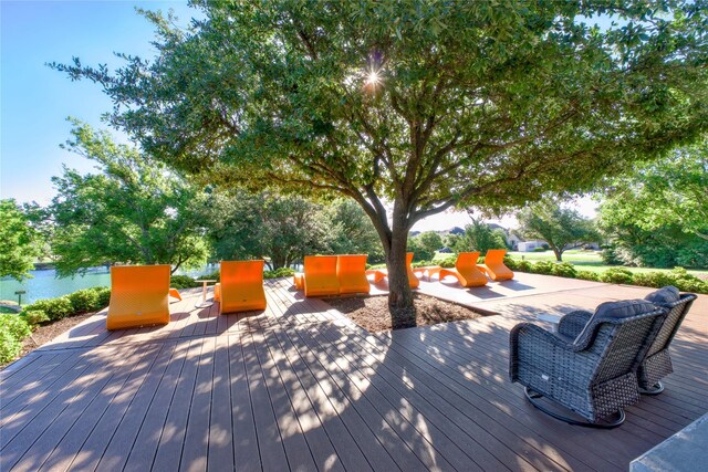 9415 Royal Forest Dr, Oak Point, TX 75068 - wooden terrace featuring a water view
