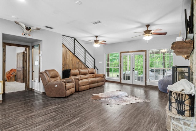 200 County Road 1574, Alba, TX 75410 - living room with ceiling fan, visible vents, and wood finished floors