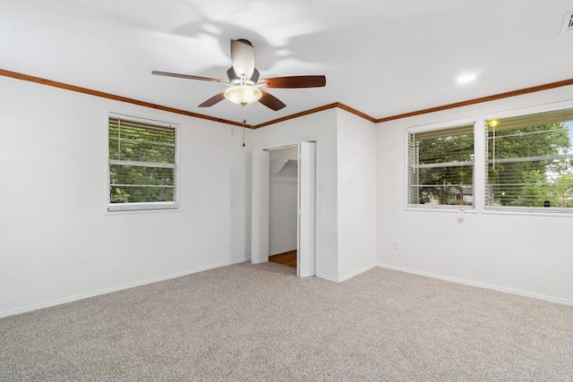 2328 Wildwood Way, Tool, TX 75143 - unfurnished room featuring a ceiling fan, healthy amount of natural light, carpet floors, ornamental molding, and baseboards