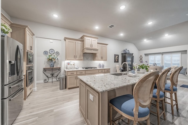 1076 Fleetwood Dr, Justin, TX 76247 - dining space with vaulted ceiling, light wood finished floors, baseboards, and recessed lighting