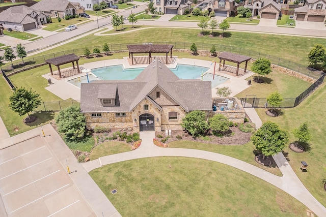 1076 Fleetwood Dr, Justin, TX 76247 - aerial perspective of suburban area featuring a pool area