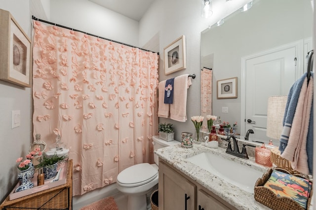 1076 Fleetwood Dr, Justin, TX 76247 - bathroom with toilet, vanity, and a shower with curtain