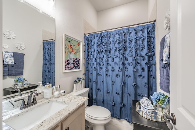 1076 Fleetwood Dr, Justin, TX 76247 - bathroom with toilet, vanity, and a shower with curtain