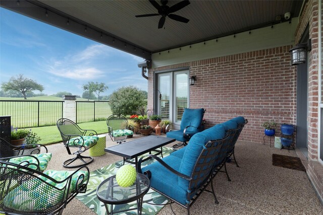 3528 Clubgate Dr, Fort Worth, TX 76137 - view of patio with a ceiling fan and a fenced backyard