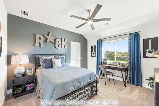 bedroom featuring visible vents, baseboards, and carpet floors