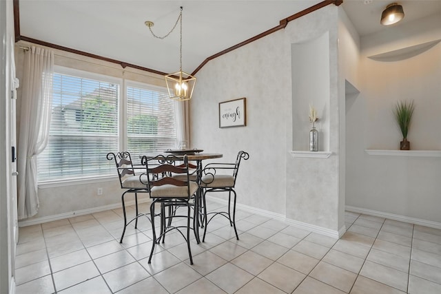 209 Odyssey Ln, Mansfield, TX 76063 - dining room with light tile patterned floors, baseboards, and crown molding