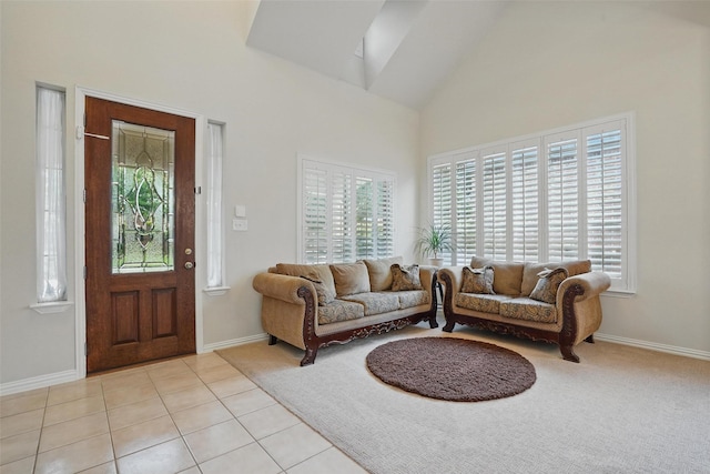209 Odyssey Ln, Mansfield, TX 76063 - living area featuring baseboards, a healthy amount of sunlight, and high vaulted ceiling