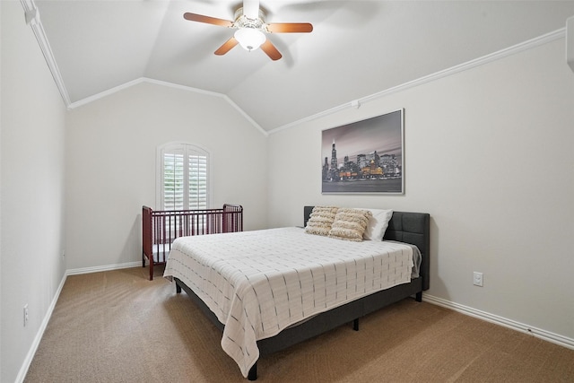 209 Odyssey Ln, Mansfield, TX 76063 - bedroom featuring vaulted ceiling, ornamental molding, carpet, and baseboards