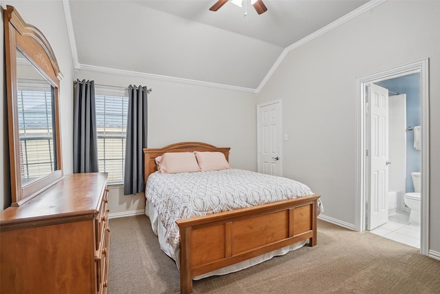 209 Odyssey Ln, Mansfield, TX 76063 - bedroom with lofted ceiling, ornamental molding, light colored carpet, and baseboards