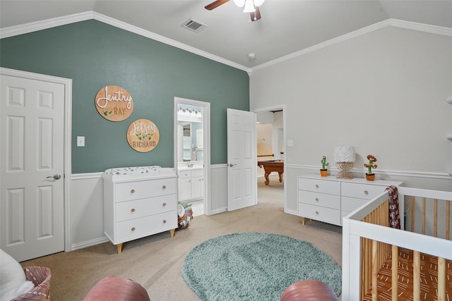 209 Odyssey Ln, Mansfield, TX 76063 - bedroom with visible vents, carpet floors, and vaulted ceiling