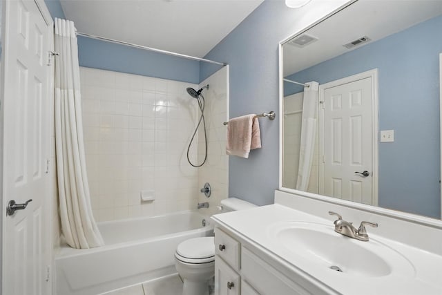 209 Odyssey Ln, Mansfield, TX 76063 - bathroom featuring vanity, toilet, shower / tub combo, and visible vents