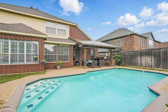 209 Odyssey Ln, Mansfield, TX 76063 - view of swimming pool with a patio, a fenced backyard, and a fenced in pool