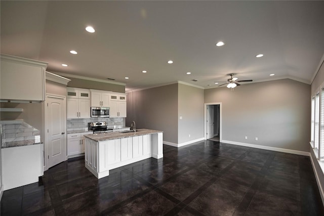 250 Martis Way, Abilene, TX 79602 - kitchen featuring a sink, ornamental molding, recessed lighting, and appliances with stainless steel finishes