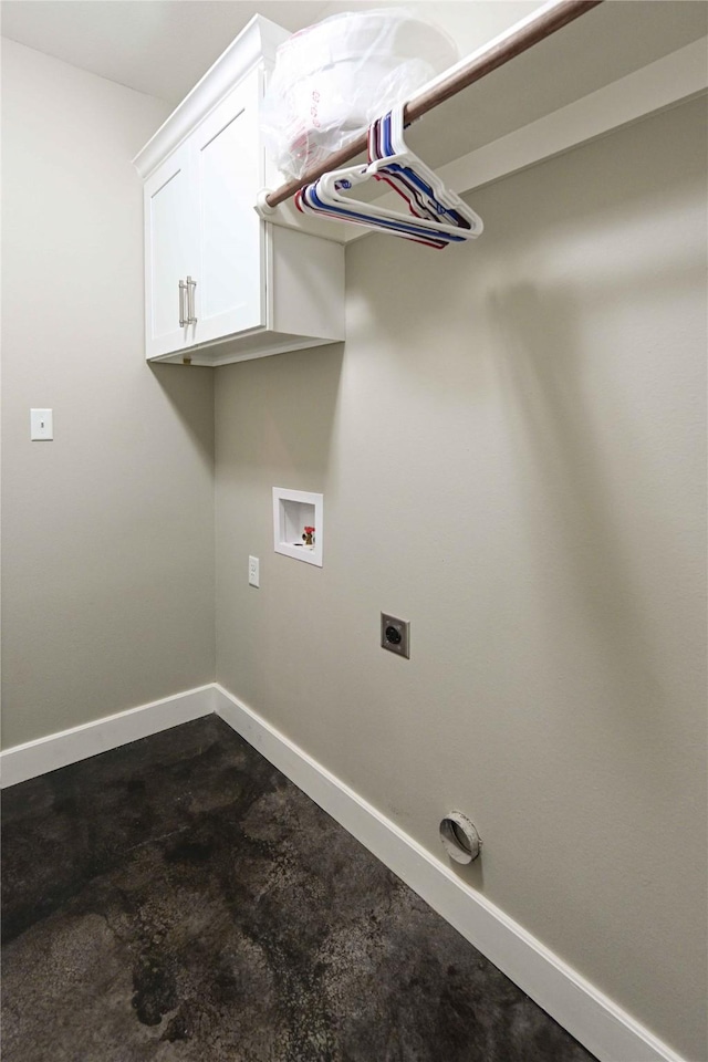 250 Martis Way, Abilene, TX 79602 - laundry room featuring baseboards, washer hookup, cabinet space, and electric dryer hookup