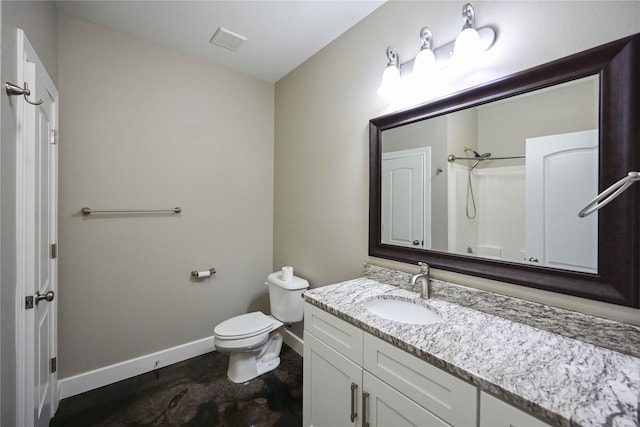 250 Martis Way, Abilene, TX 79602 - bathroom with toilet, visible vents, baseboards, a shower, and vanity