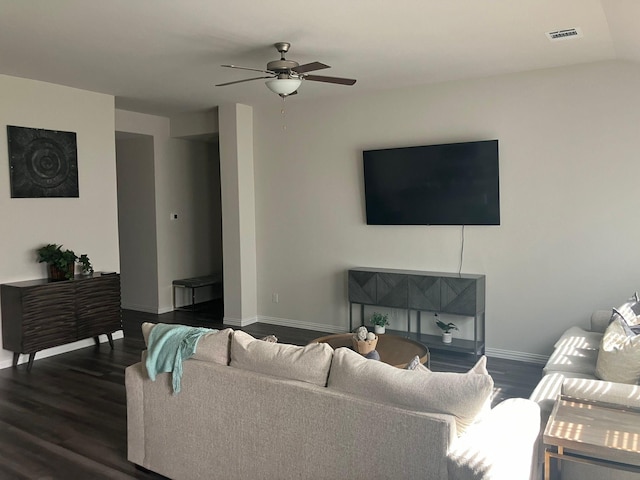 213 Irvin Dr, Royse City, TX 75189 - living room with ceiling fan, wood finished floors, and baseboards