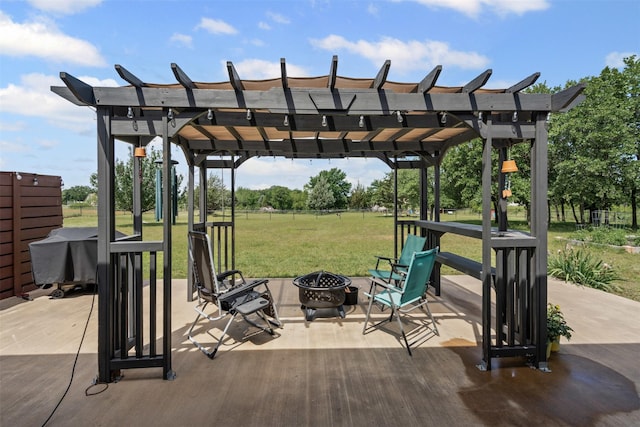 6093 S Fm 730, Decatur, TX 76234 - view of patio with a fire pit and a pergola
