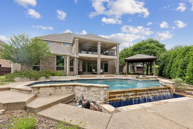 500 Denton Creek Dr, Mckinney, TX 75072 - view of pool featuring a gazebo, a patio, and a pool with connected hot tub