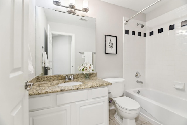 4118 Armistice Dr, Frisco, TX 75034 - bathroom featuring toilet, washtub / shower combination, tile patterned floors, and vanity