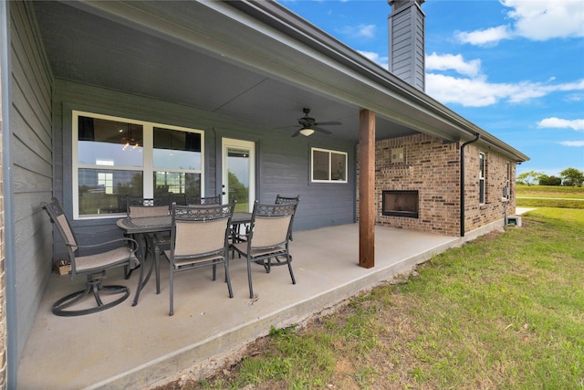 view of patio / terrace featuring a ceiling fan