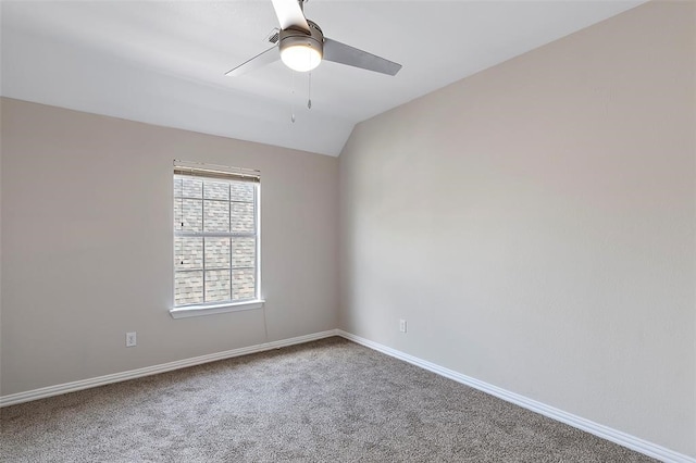 1424 Indian Spgs, Carrollton, TX 75007 - unfurnished room featuring carpet, vaulted ceiling, baseboards, and ceiling fan