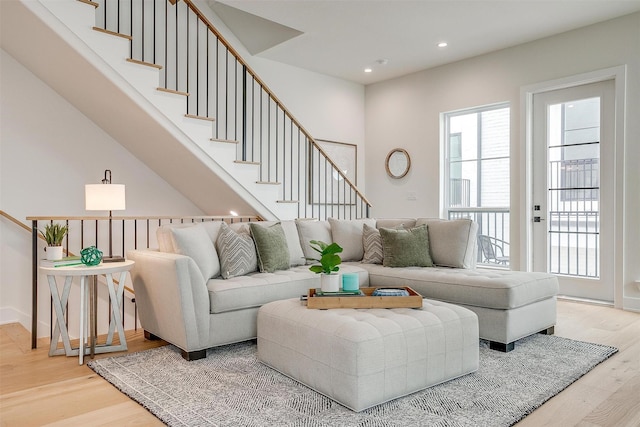 125 Vista Ln, Arlington, TX 76013 - living room with stairway, recessed lighting, and wood finished floors