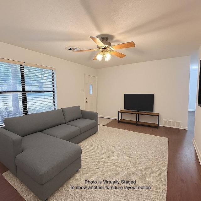 152 N Imperial Dr, Denison, TX 75020 - living area featuring ceiling fan and wood finished floors