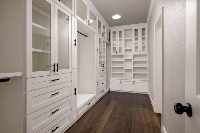 7196 Hawkeye Rd, Krum, TX 76249 - walk in closet featuring dark wood-style flooring