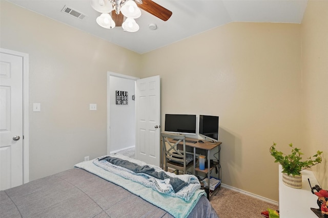 7512 Lazy Spur Blvd, Fort Worth, TX 76131 - bedroom with carpet, vaulted ceiling, a ceiling fan, and baseboards