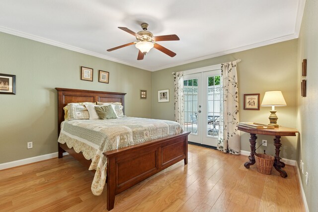 2177 Kessler Ct Unit 6, Dallas, TX 75208 - bedroom with french doors, ornamental molding, light wood finished floors, baseboards, and access to exterior