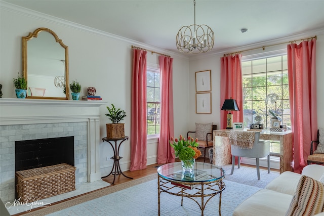 4126 Richmond Ave, Shreveport, LA 71106 - living area with ornamental molding, a wealth of natural light, and wood finished floors