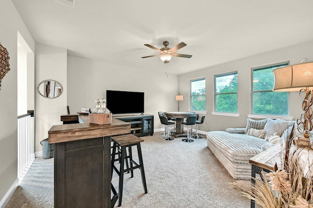 1504 Bearpath Way, Gunter, TX 75058 - living area with light carpet and a ceiling fan