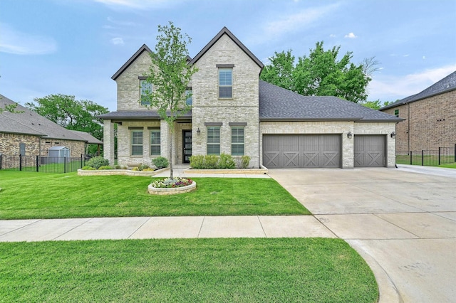 1504 Bearpath Way, Gunter, TX 75058 - french provincial home with concrete driveway, an attached garage, roof with shingles, and brick siding