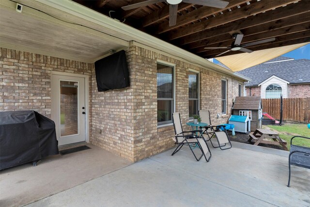 221 Brookdale Dr, Midlothian, TX 76065 - back of property featuring a patio, brick siding, and a chimney