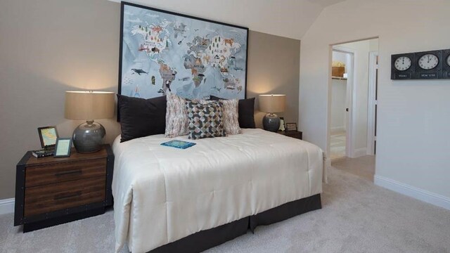 6600 Muenster Dr, Mckinney, TX 75071 - carpeted bedroom with baseboards and lofted ceiling