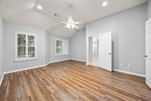 609 S Ruidoso Downs Dr, Robinson, TX 76706 - unfurnished bedroom featuring recessed lighting, wood finished floors, visible vents, and vaulted ceiling