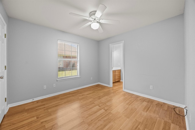 609 S Ruidoso Downs Dr, Robinson, TX 76706 - spare room with baseboards, light wood-type flooring, and a ceiling fan