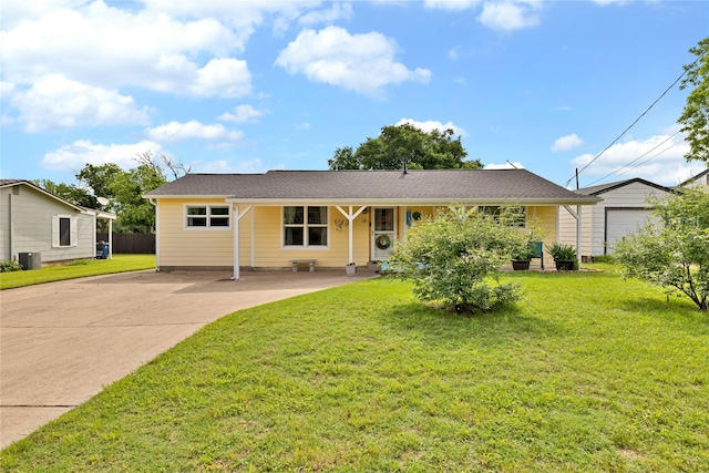 337 S Dobson St, Burleson, TX 76028 - ranch-style house with a front yard, central air condition unit, and driveway