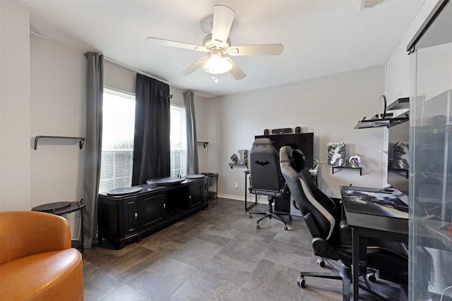 7340 Blackthorn Dr, Fort Worth, TX 76137 - office area featuring ceiling fan and baseboards