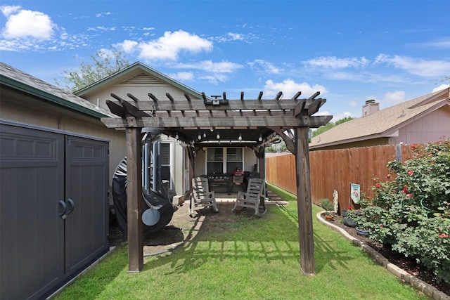 7340 Blackthorn Dr, Fort Worth, TX 76137 - back of property featuring a pergola