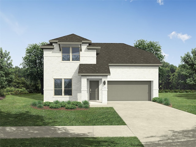 708 Tidal Dr, Mckinney, TX 75071 - view of front of house featuring brick siding, a garage, a front yard, and driveway