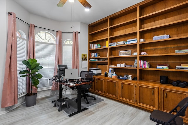 3811 Maywood Dr, Carrollton, TX 75007 - office with light wood finished floors and a ceiling fan