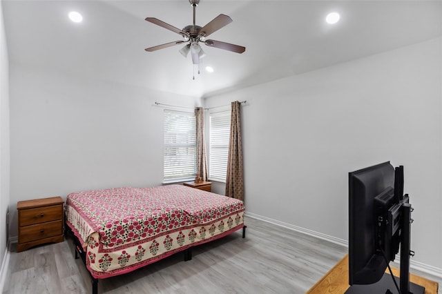 3811 Maywood Dr, Carrollton, TX 75007 - bedroom featuring wood finished floors, recessed lighting, baseboards, and ceiling fan